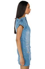 POLLOCK SPLATTER PAINT DENIM MINI DRESS