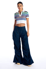 POLO CLUB SHORT SLEEVE KNIT ZIP UP TOP