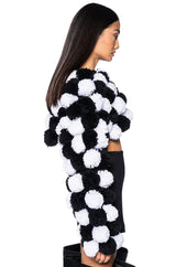 CROPPED POM POM CARDIGAN