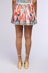POOL PARTY PRINTED PLEATED MINI SKIRT