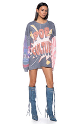 POP CULTURE LONG SLEEVE GRAPHIC SWEATER