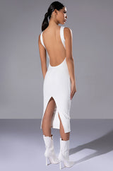 HAILEY SLEEVELESS HIGH NECK KNIT MIDI DRESS