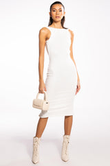 HAILEY SLEEVELESS HIGH NECK KNIT MIDI DRESS