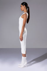 HAILEY SLEEVELESS HIGH NECK KNIT MIDI DRESS