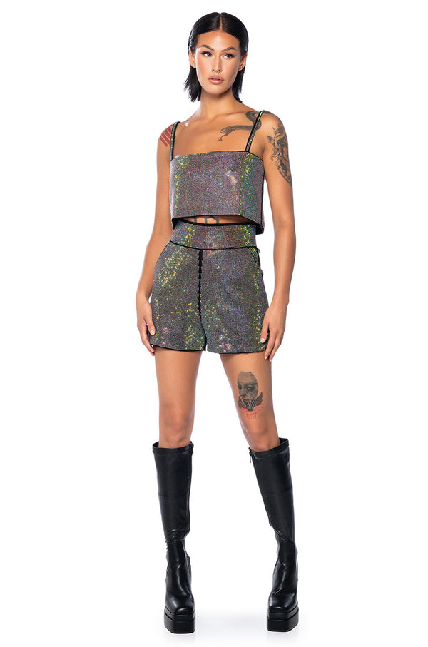 POP STAR HOT FIX RECTANGLE CROP TOP