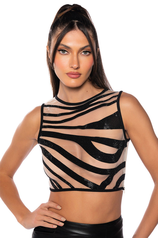 KHLOE SLEEVELESS SEE THROUGH TOP