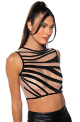 KHLOE SLEEVELESS SEE THROUGH TOP