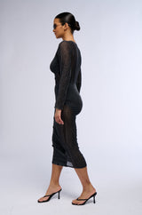 POSTER GIRL MESH CUTOUT MIDI DRESS