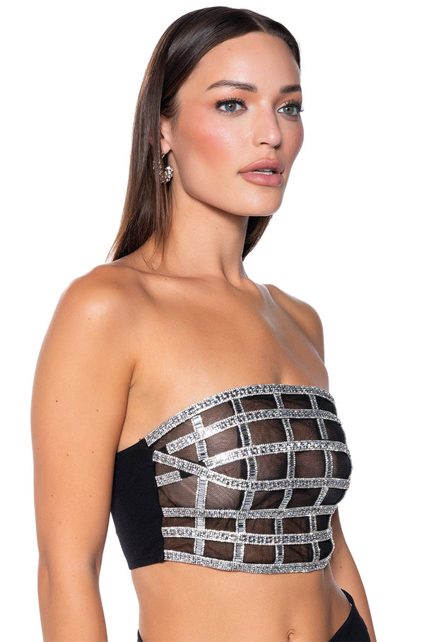 PREMIER RHINESTONE MESH PANEL BUSTIER