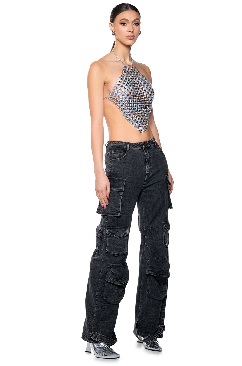 PRESSURE MAKES DIAMONDS HALTER NECK CHAIN TOP
