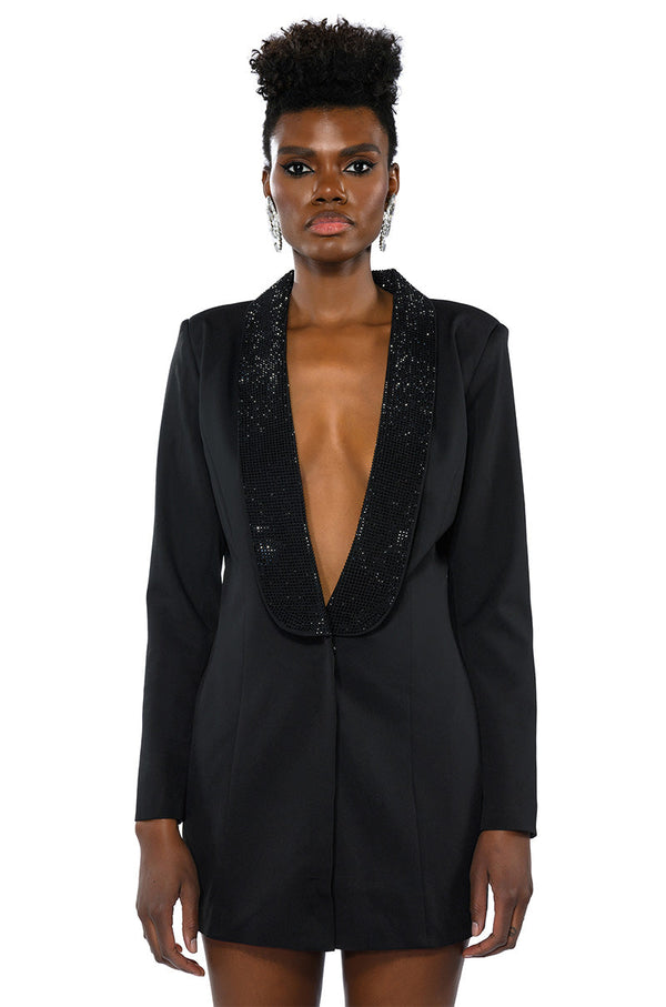 PRETTIEST PROBLEM DEEP V BLAZER MINI DRESS