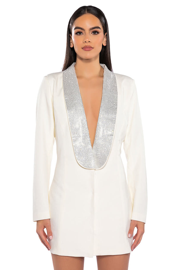 PRETTIEST PROBLEM DEEP V BLAZER MINI DRESS