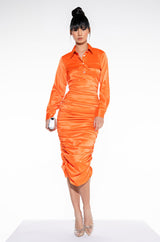 PRETTY DRESS PRETTY FACE RUCHED MIDI DRESS