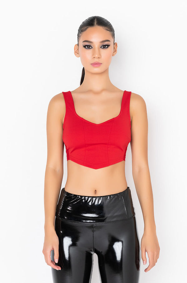 PRETTY FACE SMALL WAIST ROUCHED CROP TANK