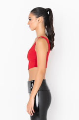 PRETTY FACE SMALL WAIST ROUCHED CROP TANK