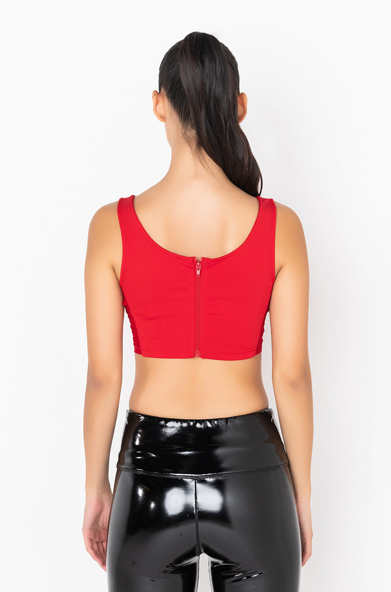 PRETTY FACE SMALL WAIST ROUCHED CROP TANK