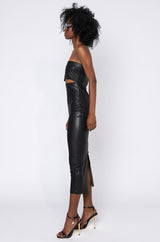 PRETTY LADY PLEATHER MIDI DRESS WITH CUT OUT