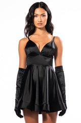 PRETTY PROBLEM FIT AND FLARE MINI DRESS