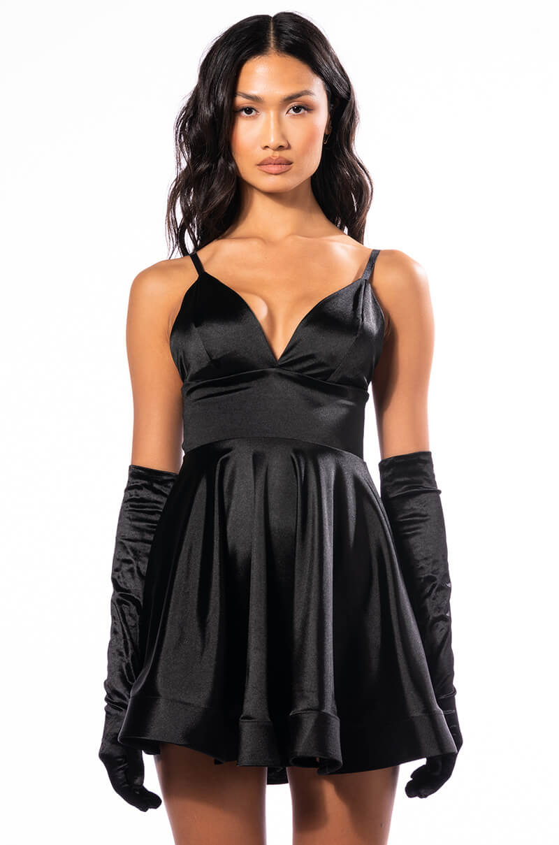 PRETTY PROBLEM FIT AND FLARE MINI DRESS