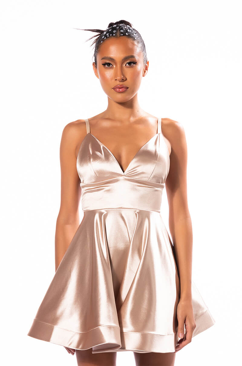 PRETTY PROBLEM FIT AND FLARE MINI DRESS