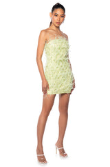 PRIMROSE STRAPLESS FEATHER MINI DRESS