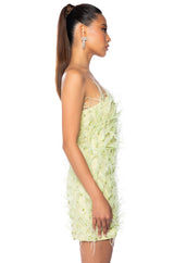 PRIMROSE STRAPLESS FEATHER MINI DRESS