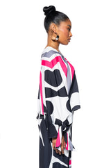 PRINTED V NECK BLOUSE