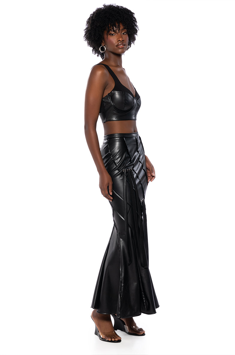 PRIYAH FAUX LEATHER CORSET TANK TOP