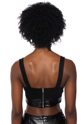 PRIYAH FAUX LEATHER CORSET TANK TOP