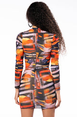 PROVE IT TO ME MESH LONG SLEEVE MINI DRESS