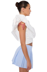 PUFF SHOULDER CROPPED BLOUSE IN WHITE