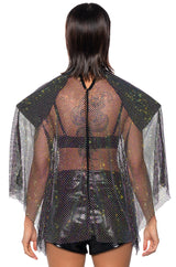 QUEEN OF THEM ALL EMBELLISHED MOCK NECK BLOUSE