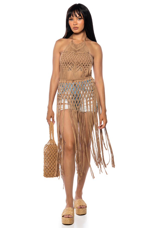 QUEEN OF VACAY CROCHET DRESS