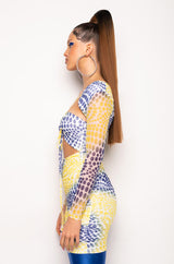 QUEEN SLAY MINI MESH DRESS WITH CUT OUTS