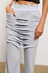 RAIN LAYERED SHREDDED SKIRT OVERLAY SWEATPANT