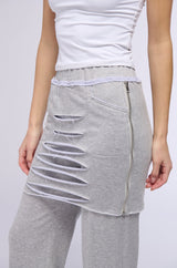 RAIN LAYERED SHREDDED SKIRT OVERLAY SWEATPANT