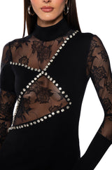 RAMONA LACE EMBELLISHED MINI DRESS