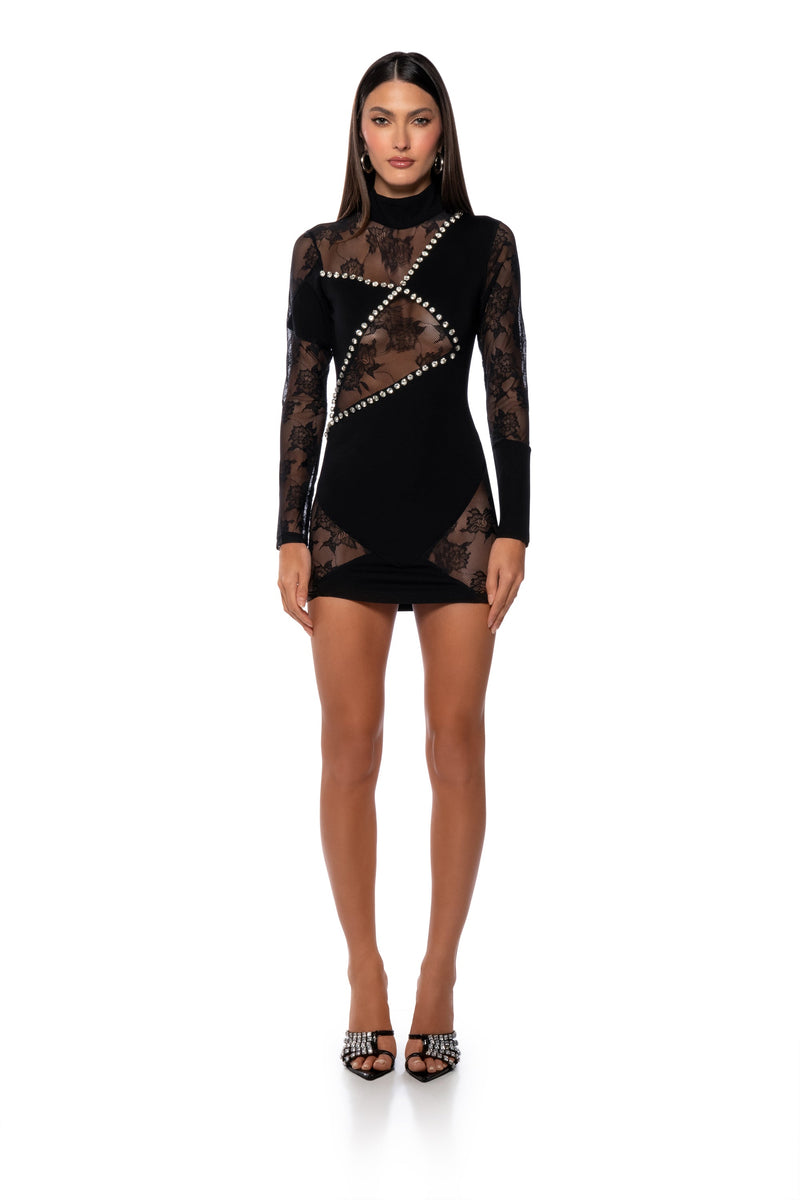 RAMONA LACE EMBELLISHED MINI DRESS