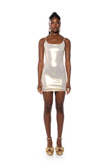 RAVE GIRL METALLIC MINI DRESS