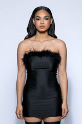 MONIQUE FEATHER DETAIL MINI DRESS