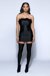 MONIQUE FEATHER DETAIL MINI DRESS