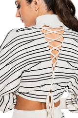 READ BETWEEN THE LINES STRIPED CROPPED SWEATER