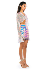 READY FOR LOVE LONG SLEEVE SEQUIN WRAP BLOUSE