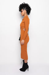 READY FOR YA MIDI BUTTON UP DRESS WITH BACK CUT OUT
