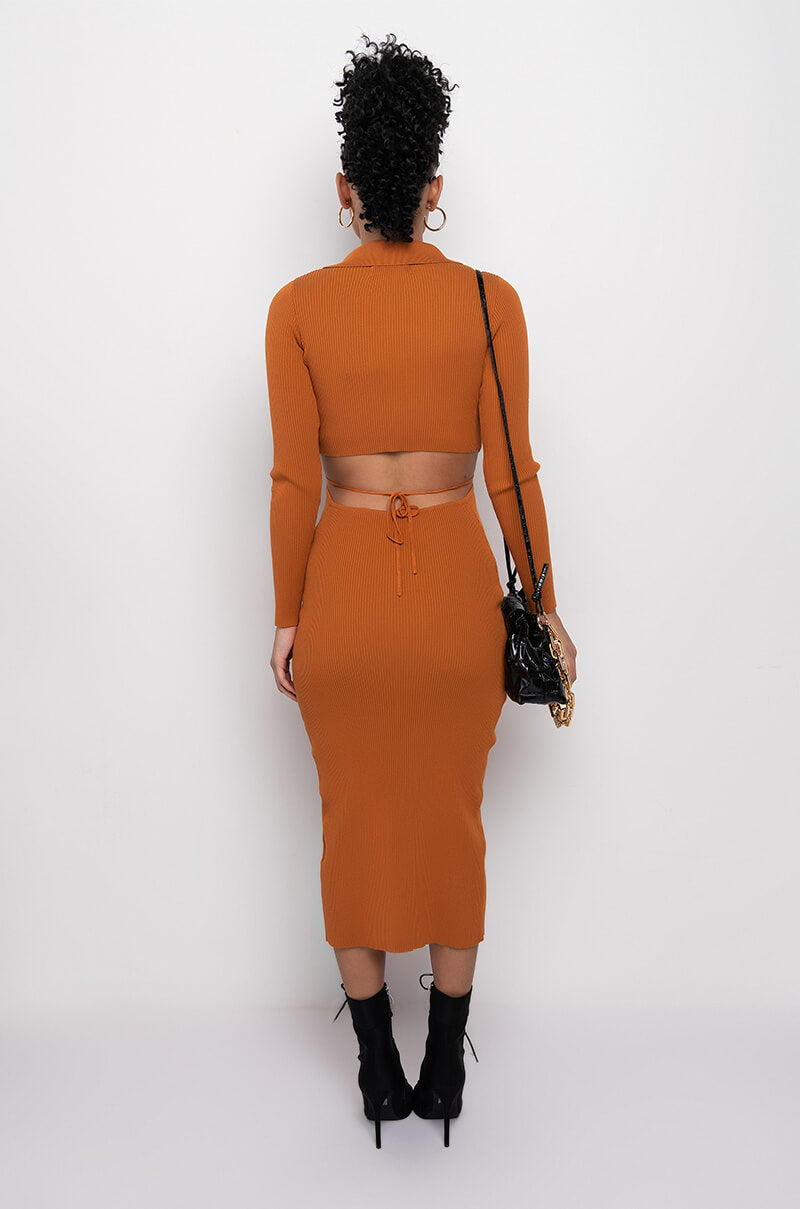 READY FOR YA MIDI BUTTON UP DRESS WITH BACK CUT OUT
