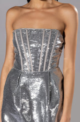 READY TO PARTY SEQUIN STRAPLESS MINI DRESS