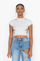KYLIE CUT OUT RIBBED CROP TOP