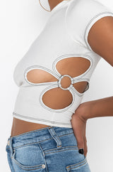 KYLIE CUT OUT RIBBED CROP TOP