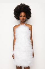 REAL LIFE MUSE MINI FAUX FEATHERS DRESS