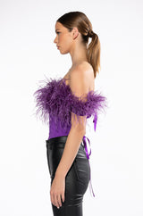 REGAL OFF THE SHOULDER FEATHER CORSET